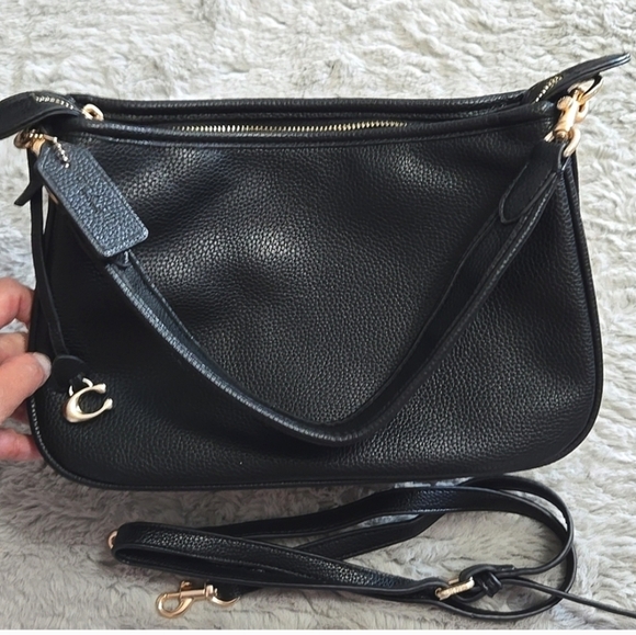Black fashion soft faux leather high quality 2 way purse